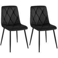 STUHL 2er Set Samt Schwarz - Schwarz, Textil/Metall (45/85/55cm) - CLP