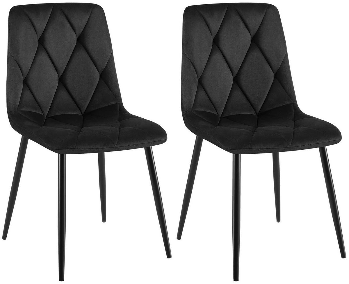 STUHL 2er Set Samt Schwarz - Schwarz, Textil/Metall (45/85/55cm) - CLP