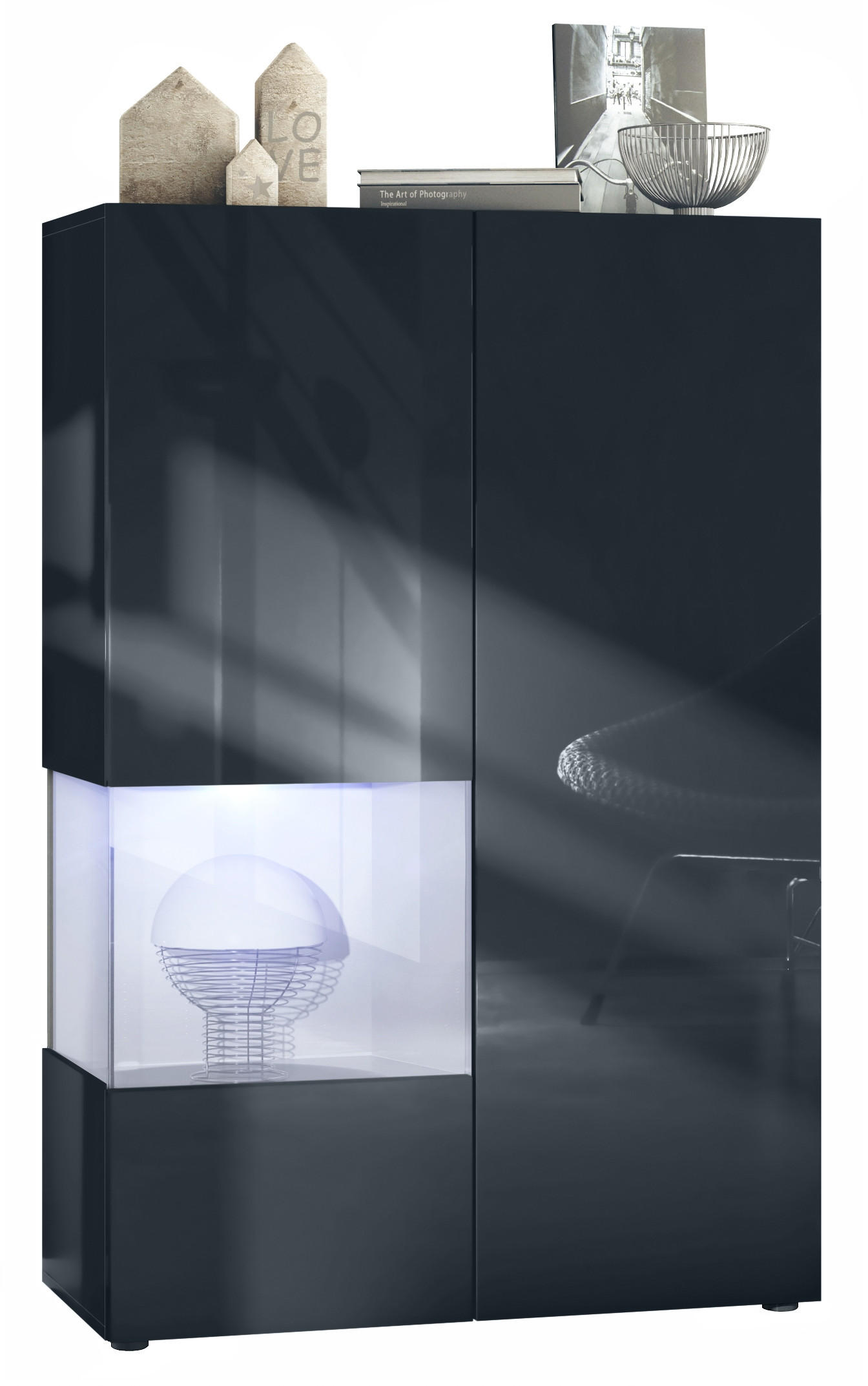 VITRINE Morena Einsatz in Weiß matt - Weiß, Holzwerkstoff (91.5/136.5/37cm) - Vladon
