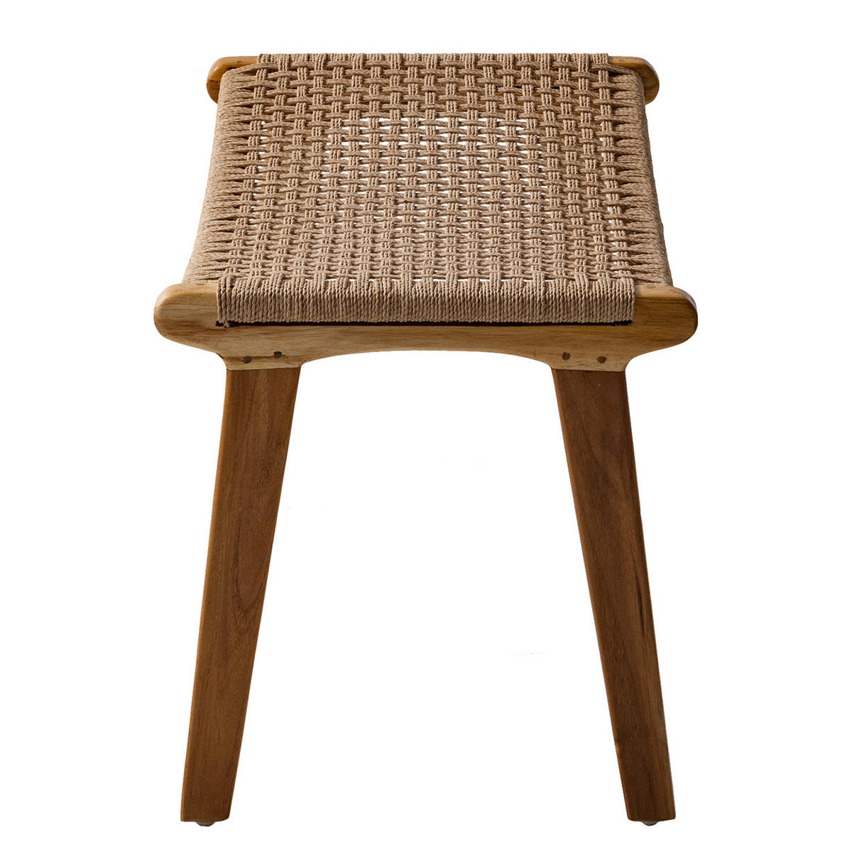 HOCKER - Papiergeflecht / Teakholz massiv, Natur / Teak - Teakfarben, Naturmaterialien (65/44/35cm) - home24