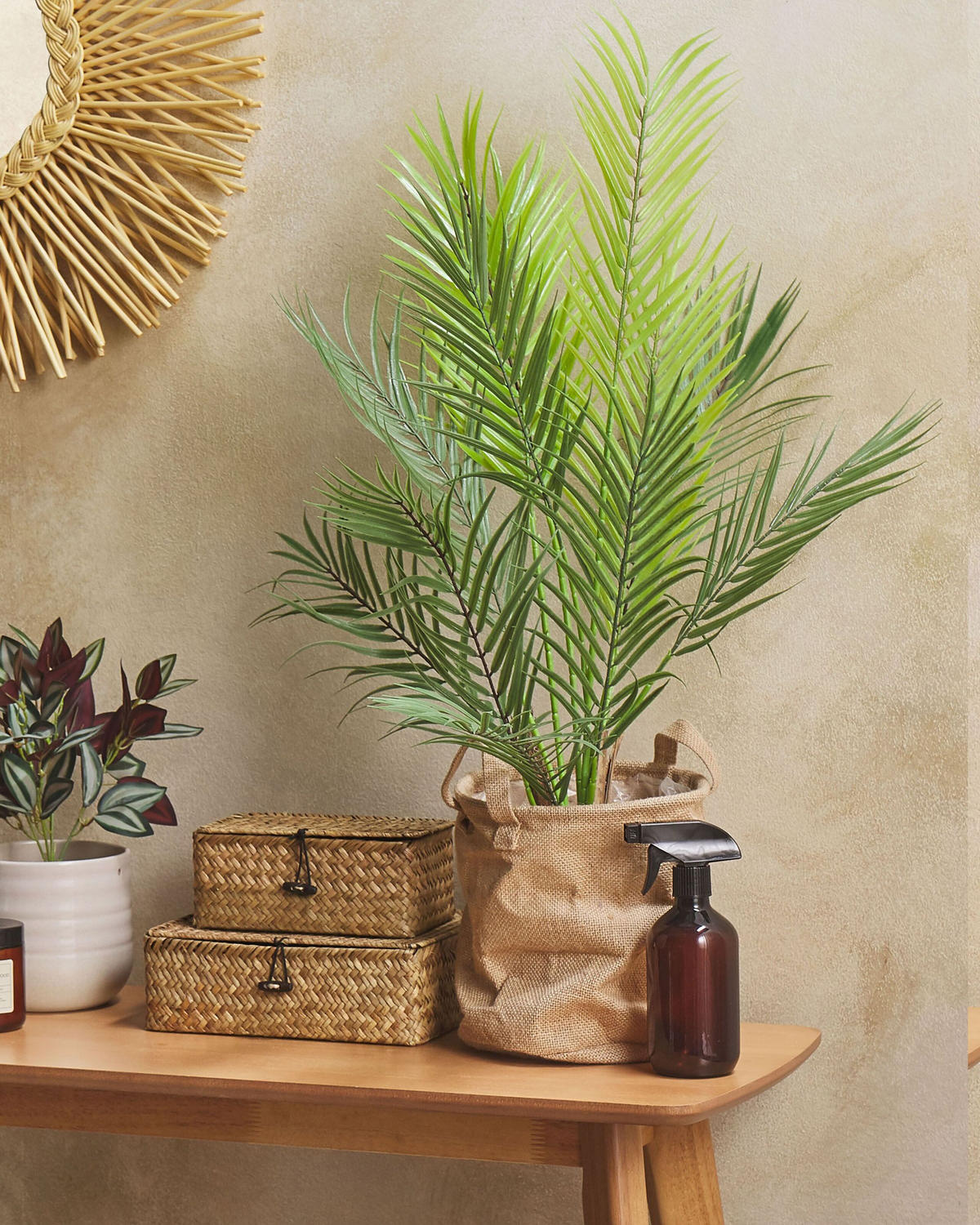 KUNSTPFLANZE im Blumentopf 83 cm Grün/Schwarz Areca Palm - Schwarz/Grün, Kunststoff (83cm) - Beliani