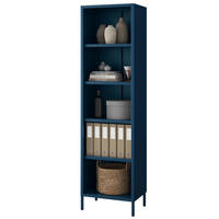 BÜCHERREGAL Metall CLIEN 5 Ebenen 180x50x35cm Dunkelblau - Dunkelblau, Metall (50/180/35cm) - DELUKE