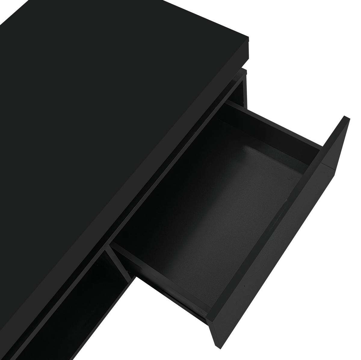 COUCHTISCH 100/50/40,3 cm in Schwarz mit LED-Beleuchtung und Schublade - Schwarz, Holzwerkstoff (100/50/40cm) - Flora Grace