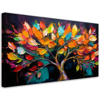 WANDBILD bunte baumblätter bemalt - Multicolor, Textil (100/50cm) - Feeby