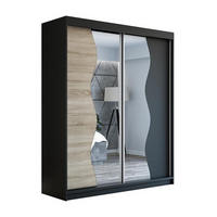 SCHWEBETÜRENSCHRANK 120 CM RIMA Farbe: Schwarz / sonoma / schwarz - Schwarz/Braun, Holzwerkstoff (120/215/59.5cm) - A&J MöbelLand