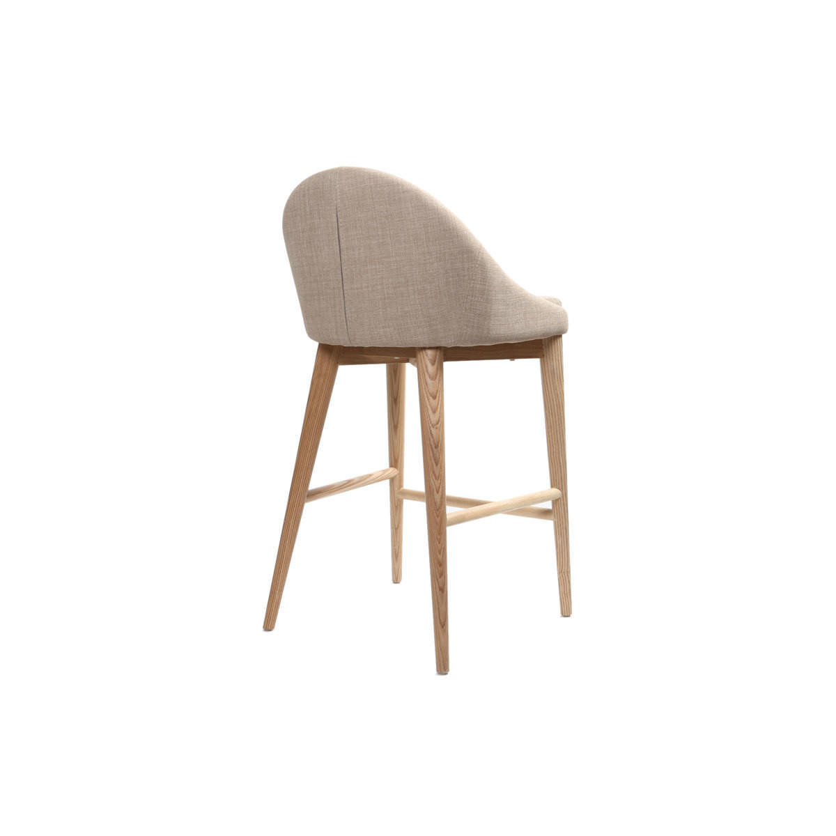 SKANDINAVISCHE Barhocker Stoff Beige Massives Eschenholz H66 cm 2er-Set DALIA - Beige, Textil (47/90/47cm) - Miliboo
