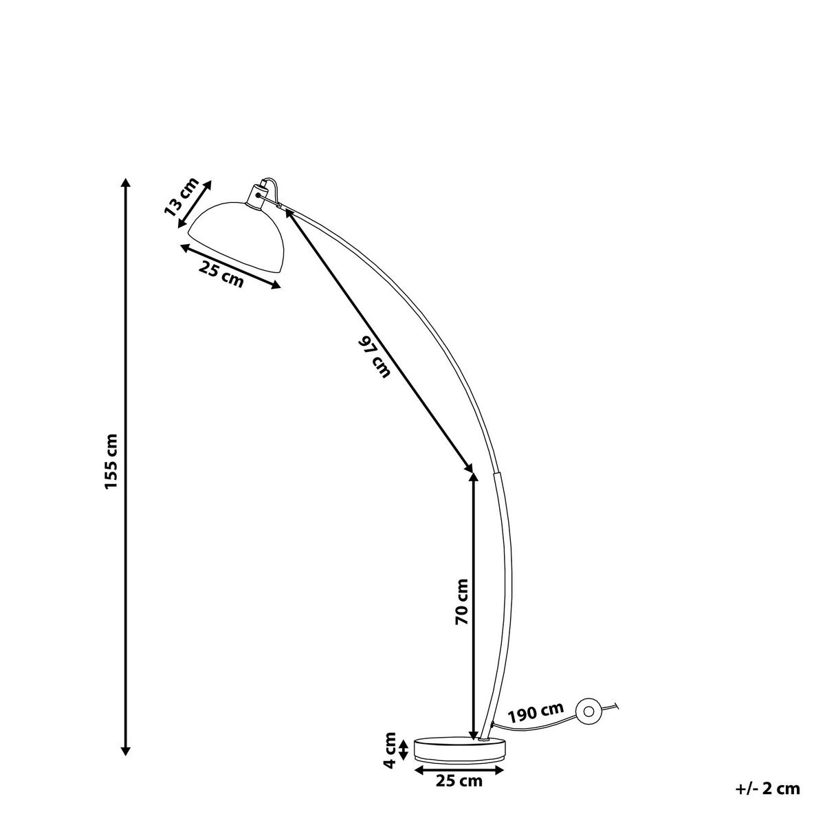 STEHLAMPE Dintel 25/25/155 cm - Schwarz, Metall (25/25/155cm) - Beliani