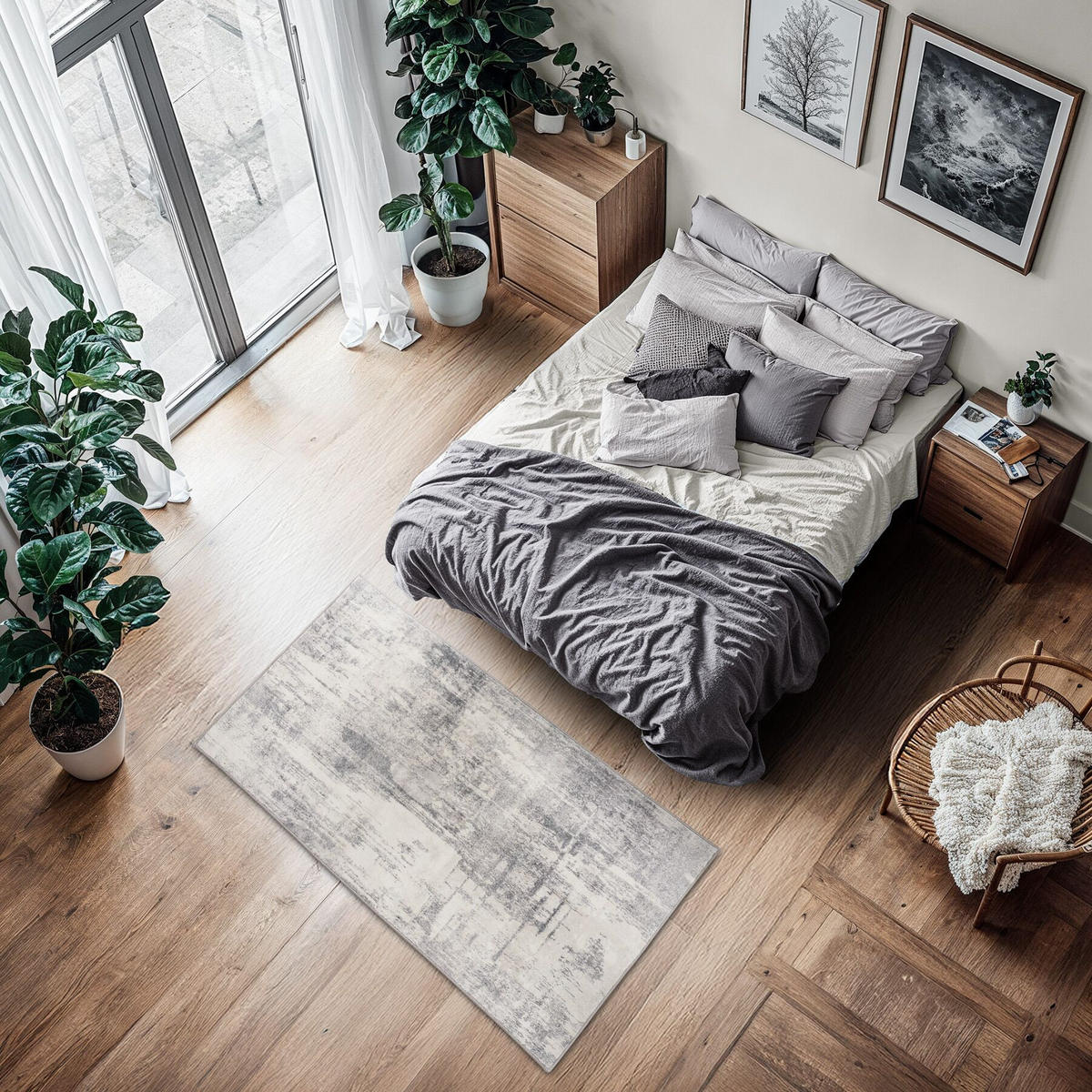 TEPPICH Vintage Design Nadira,rutschfeste Unterseite,beige/grau - Beige/Grau, Kunststoff (80/150cm) - tectake