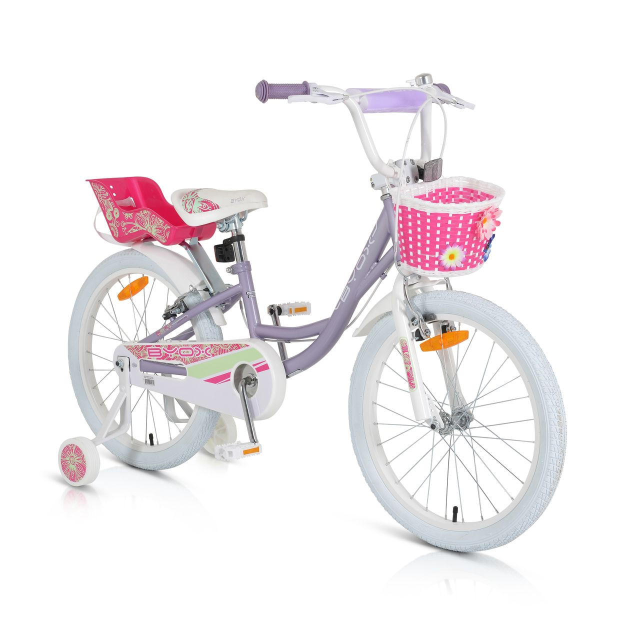 KINDERFAHRRAD Fashion 20 Zoll lila Stützräder, Korb am Lenker, Puppensitz - Violett, Metall (87cm)