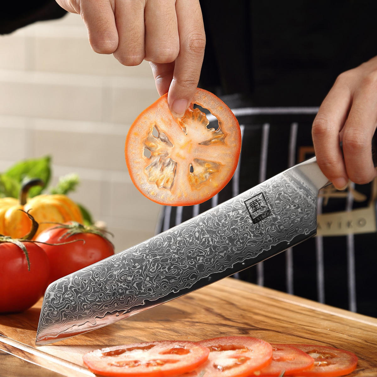 CHEFMESSER Daito Professional Series Damast - Ahornfarben, Holz/Metall (34cm) - Zayiko