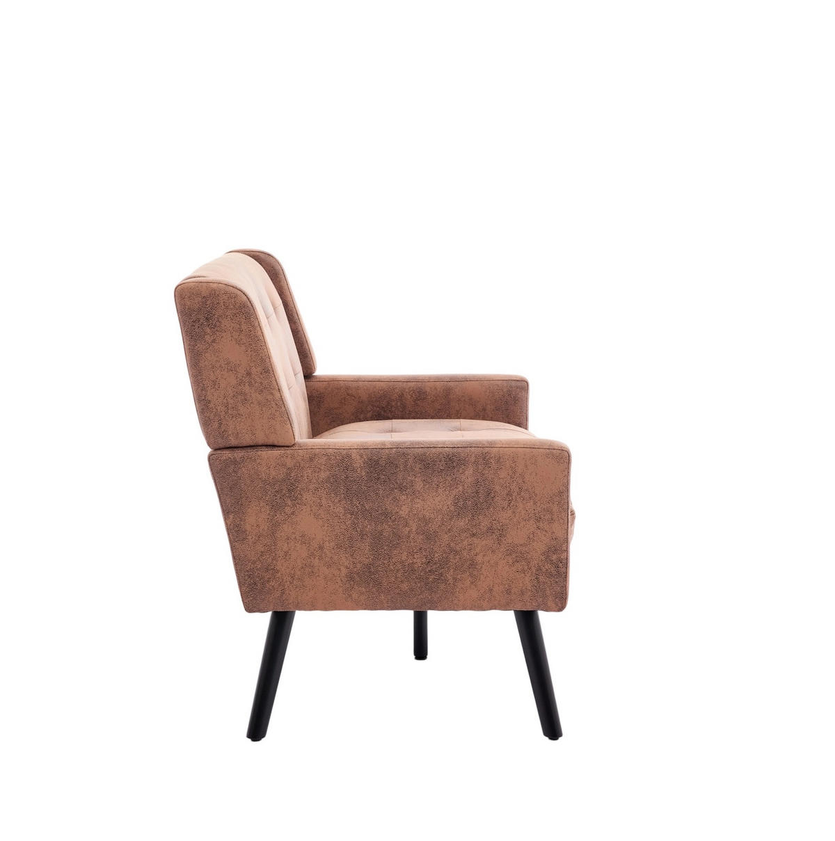 SITZBANK 2-Sitzer Suedevlies-Polster mit Knopfheftung, Massivholzbeinen 119/75/88 cm Dunkelbraun - Dunkelbraun, Textil (75/88/119cm) - Redom