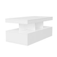 COUCHTISCH 104x53 cm mit LED, Steckdosen & 2 Schubladen, Weiß - Weiß, Metall (53/104/46cm) - EuroLiving