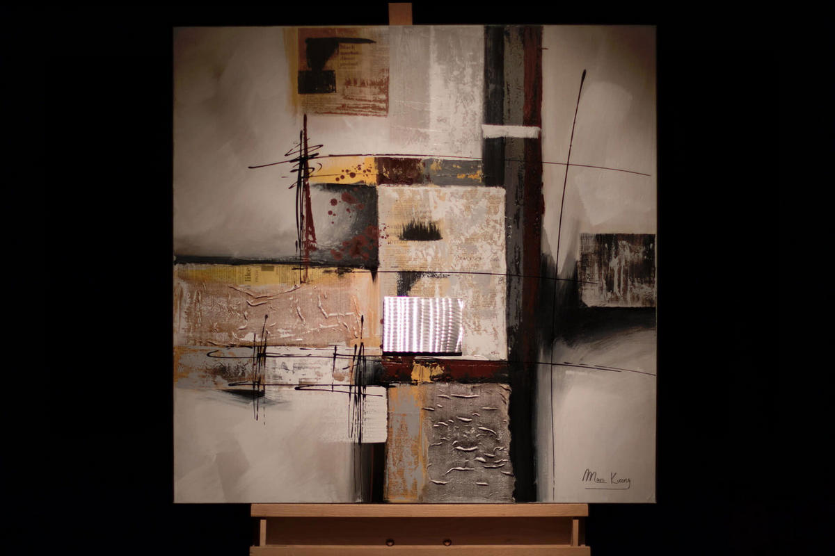 ACRYLBILD HANDGEMALT 80/80 cm - Beige/Grau, Holz/Textil (1.62/80cm) - KUNSTLOFT