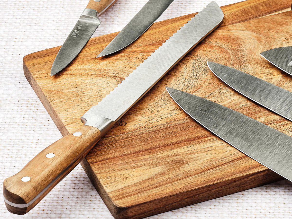 KÜCHENMESSERBLOCK und Steakmesser Jakob Loviisa - 14er-Set - Silberfarben, Metall (1cm) - Björn
