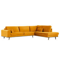 ECKSOFA mit Ottomane - Eichefarben/Gelb, Eichenholz/Textil (287/219cm) - home24