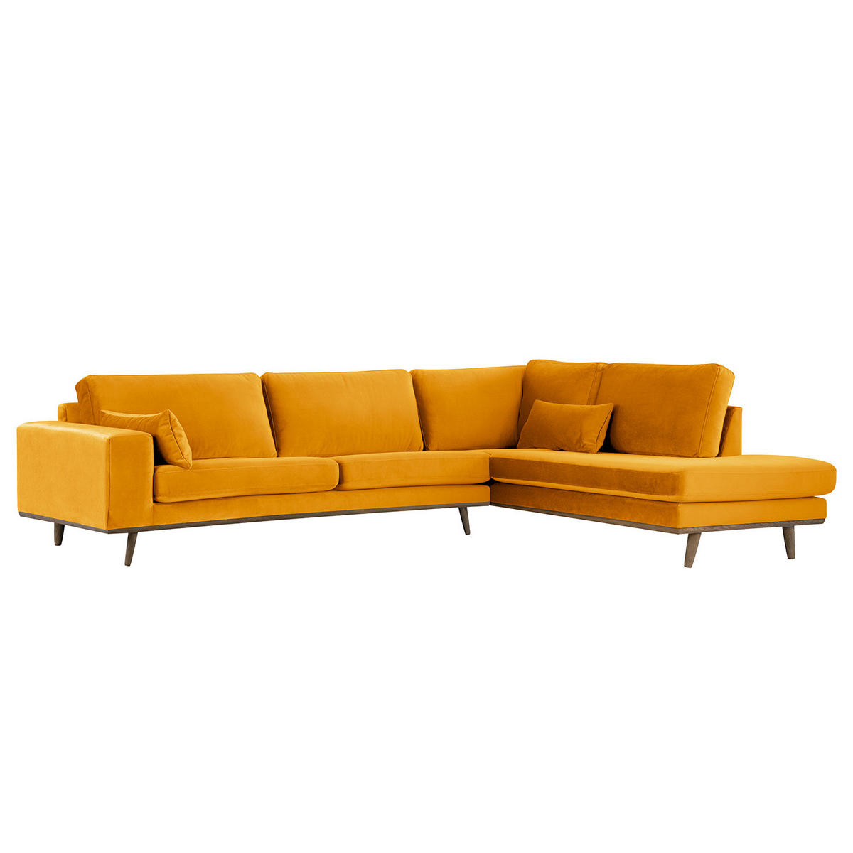 ECKSOFA mit Ottomane - Eichefarben/Gelb, Eichenholz/Textil (287/219cm) - home24