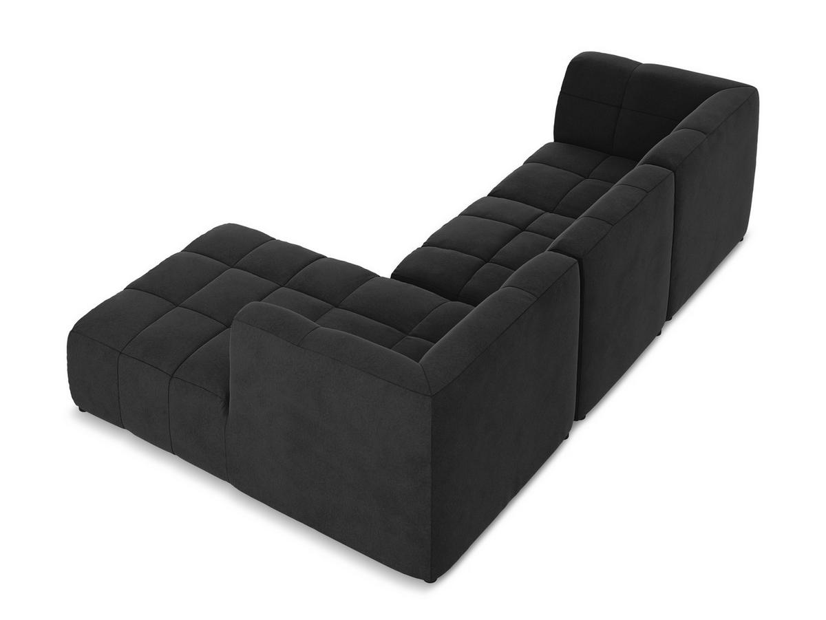 ECKSOFA Links Chenille Stoff Weiß - Schwarz/Weiß, Holzwerkstoff/Kunststoff (178/166cm) - Makamii