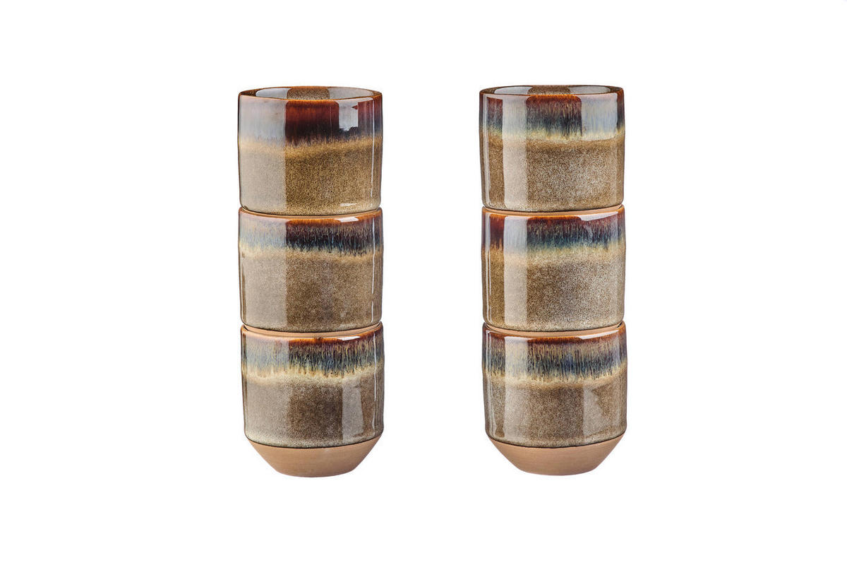 BECHER Genesis 150ml - 6er-Set - Basalt - Braun, Keramik (0.5L) - Björn