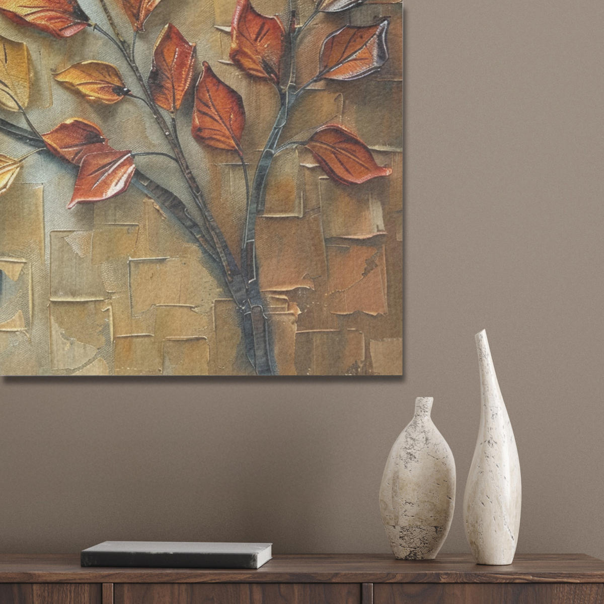 AKUSTIKBILD Baum - Abstrakt - Natur - Kunst Akustikpaneele 90x60 cm - Goldfarben, Kunststoff (90/60/0.9cm) - MuchoWow