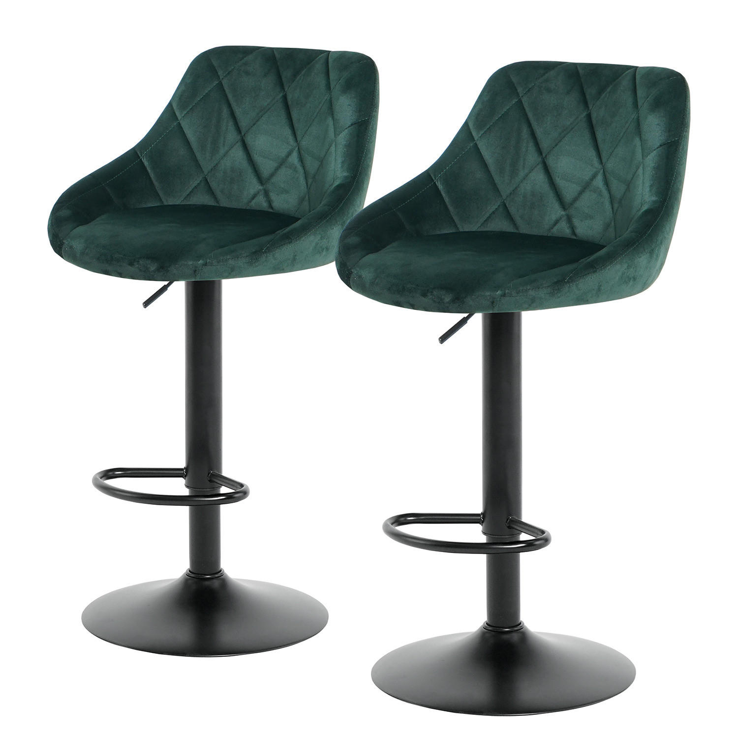 BARSTUHL - 2er-Set - Dunkelgrün, Textil/Metall (46/83/49cm) - home24