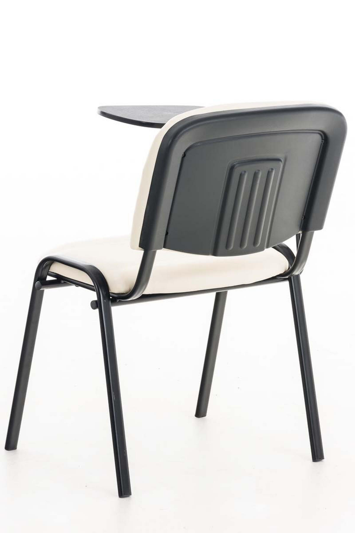BESUCHERSTUHL Keen mit Klapptisch, Kunstleder mit Gestell Schwarz / Bezug Creme - Schwarz/Naturfarben, Textil/Metall (53/81/53cm) - TPFLiving