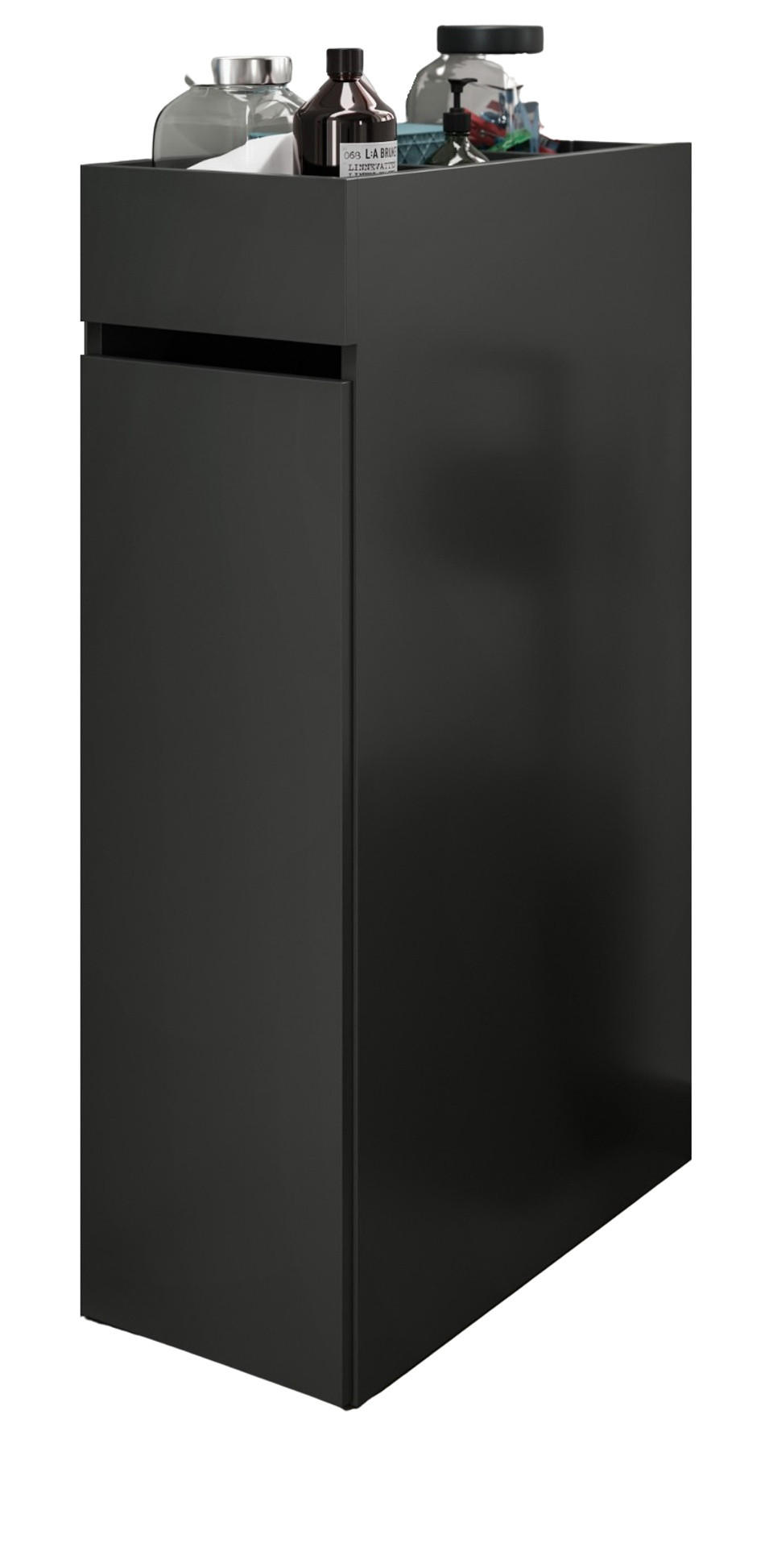 BADSCHRANK grau, Anstellregal mit Apothekerauszug 29 x 101 cm - Schwarz/Grau, Holzwerkstoff/Metall (29/101/60cm) - Inn.Furn