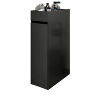 BADSCHRANK grau, Anstellregal mit Apothekerauszug 29 x 101 cm - Schwarz/Grau, Holzwerkstoff/Metall (29/101/60cm) - Inn.Furn