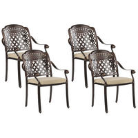 GARTENSTUHL 4er-Set Aluminium dunkelbraun Manfria - Dunkelbraun, Metall (53/92/64cm) - Beliani