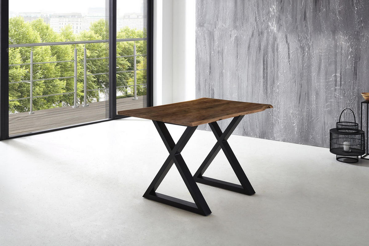 ESSTISCH LUBIN - Schwarz/Braun, Holz/Metall (80/120/77cm) - SAM
