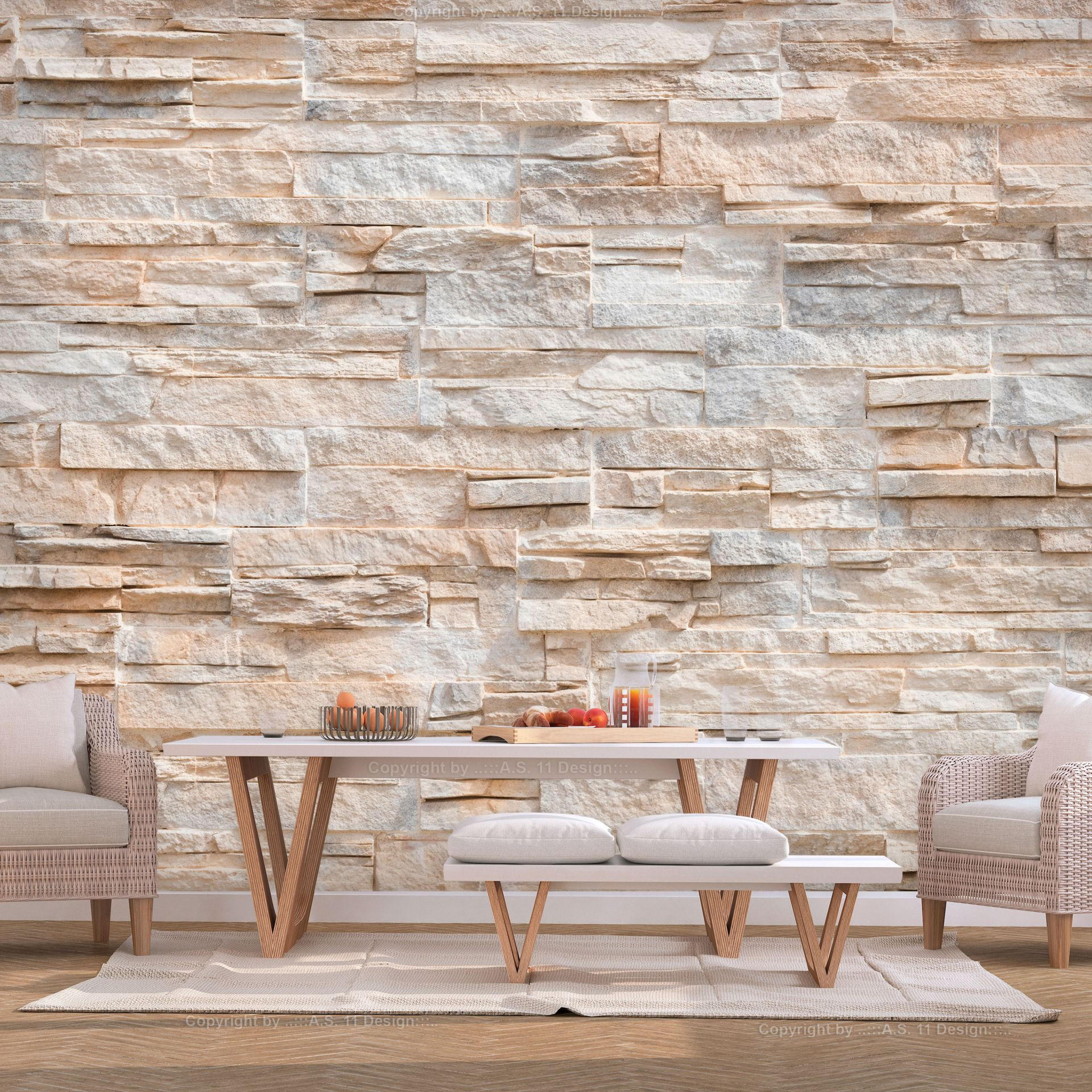 SELBSTKLEBENDE FOTOTAPETE 343/245 cm - Beige, Kunststoff/Textil (343/1cm) - KUNSTLOFT