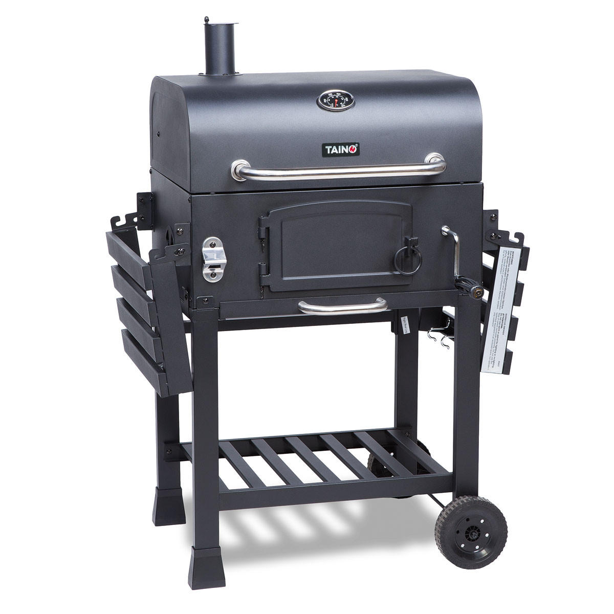 HOLZKOHLEGRILL und Smoker HERO XL - Schwarz, Metall (124/114/66cm) - TAINO