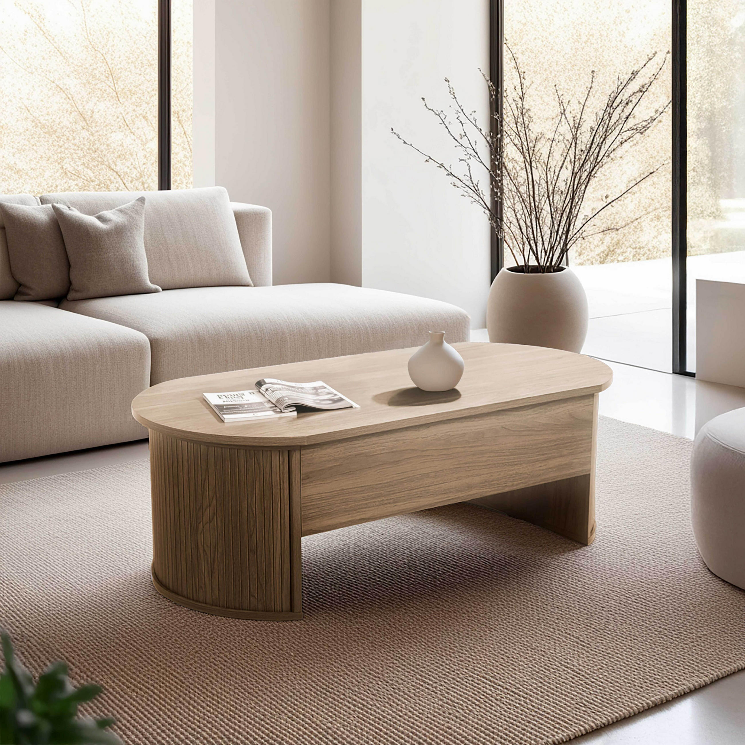 COUCHTISCH, helles Holzeffekt - Braun, Holz (120/60/41cm) - Oviala