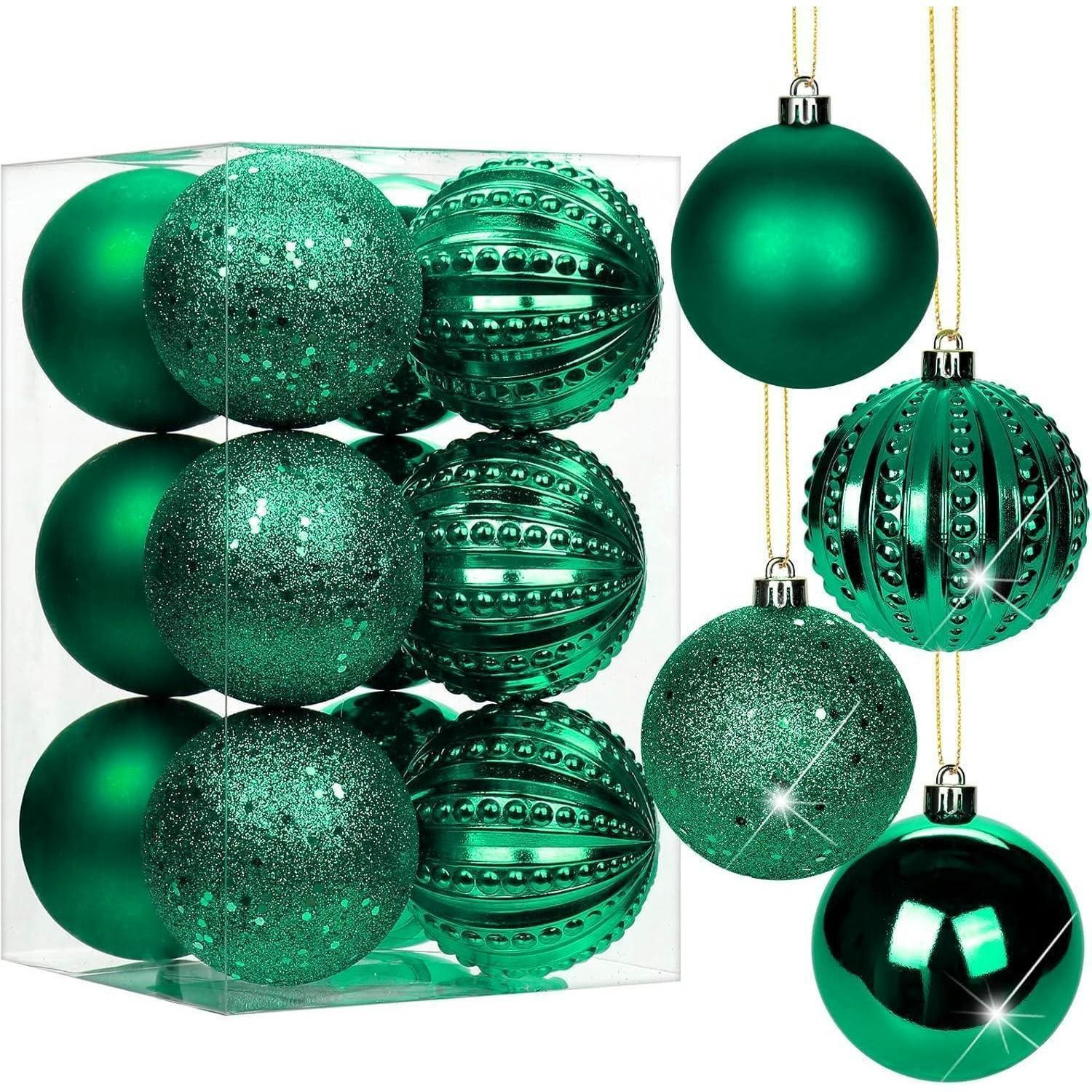 WEIHNACHTSKUGELN 12-teiliges Set Dunkelgrün 8 cm - Grün, Kunststoff (8/8/8cm)