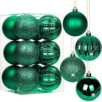 WEIHNACHTSKUGELN 12-teiliges Set Dunkelgrün 8 cm - Grün, Kunststoff (8/8/8cm)