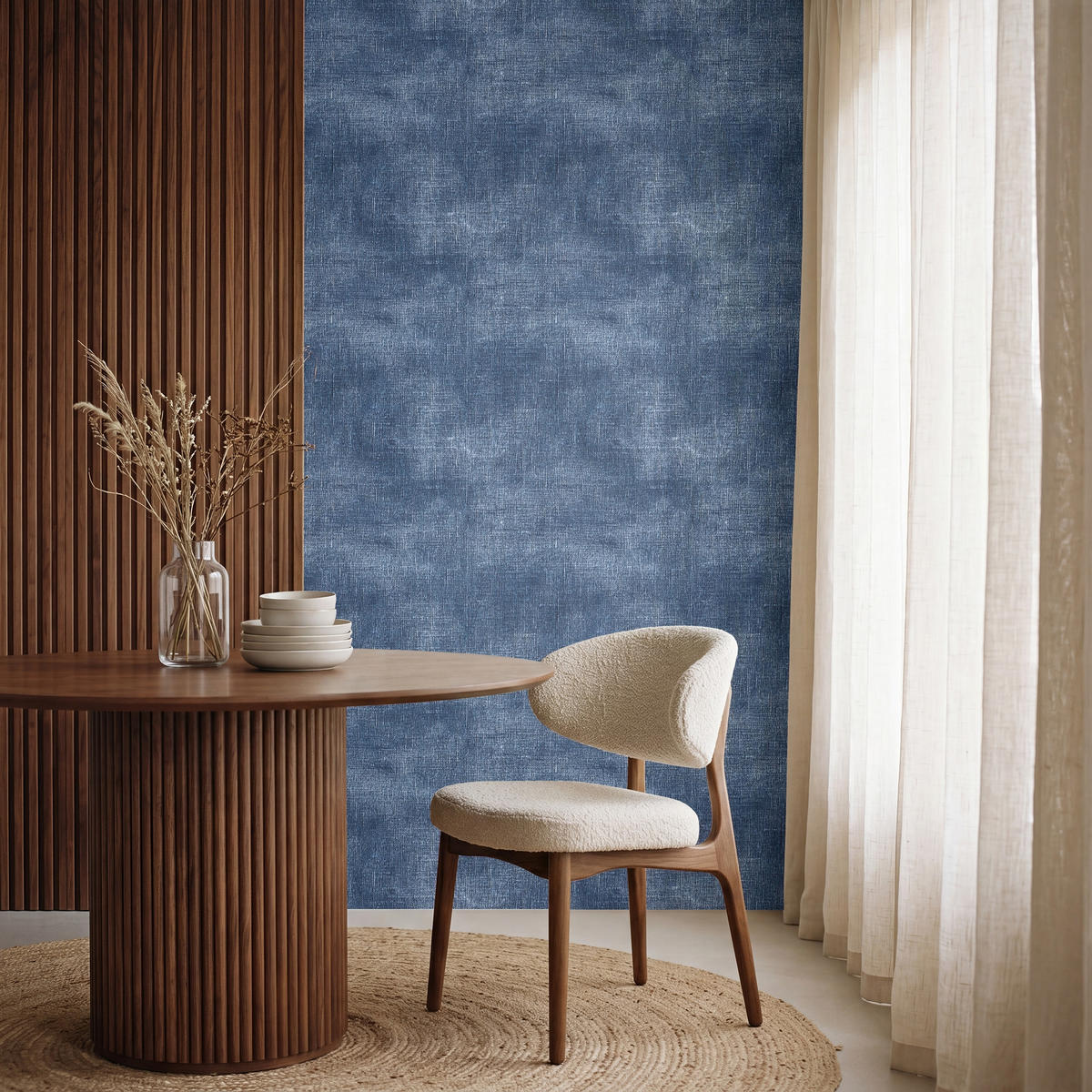 TAPETE - Leinen - Textur - Muster - Denim - Rustikal - 160x260 cm - Blau, Papier (160/260cm) - OnlyWow