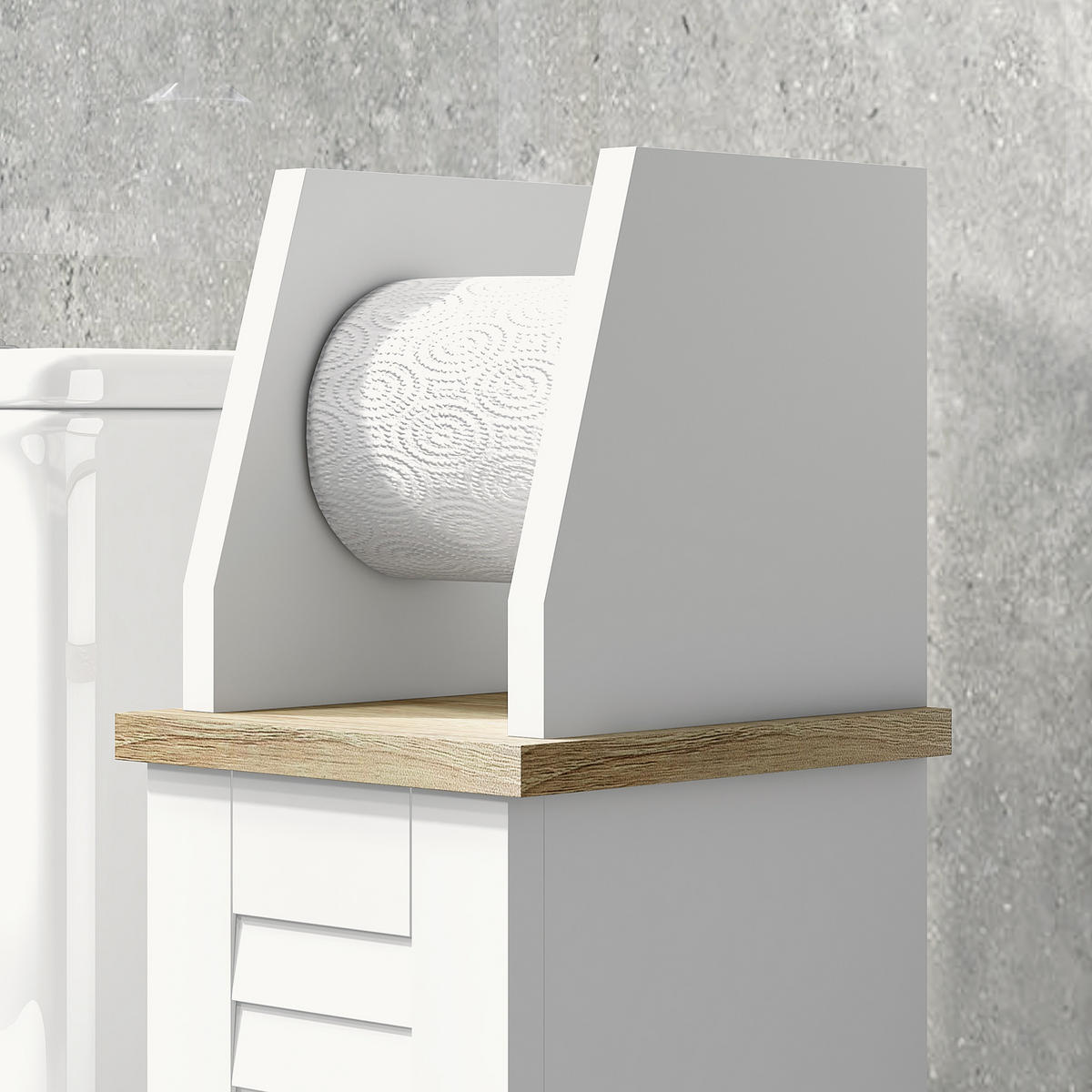 TOILETTENPAPIERHALTER DE-12387 mit schrank 18/20/80 cm Weiß - Weiß, Holzwerkstoff (20/80/18cm) - ComfortXL