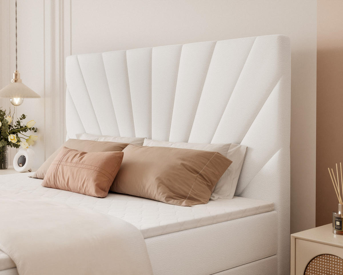 BOXBETT 160x200 cm mit Topper - Weiß, Holzwerkstoff/Textil (120/200cm) - Idohome