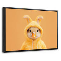 LEINWAND Bilder mit Rahmen - Osterhase - Kostüm - Ente - 30x20 - Gelb, Textil (30/20cm) - MuchoWow