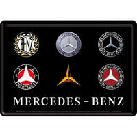 MINIBLECHSCHILD 10/14 cm Mercedes-Benz Logo Evolution - Multicolor, Metall (14/10/0.1cm) - Nostalgic-Art