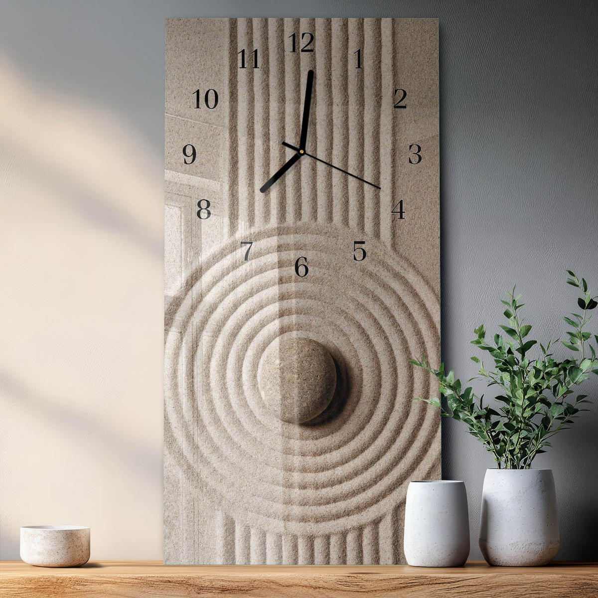 WANDUHR 60x30 cm - Horizont - Braun, Glas (30/60/0.4cm) - TULUP