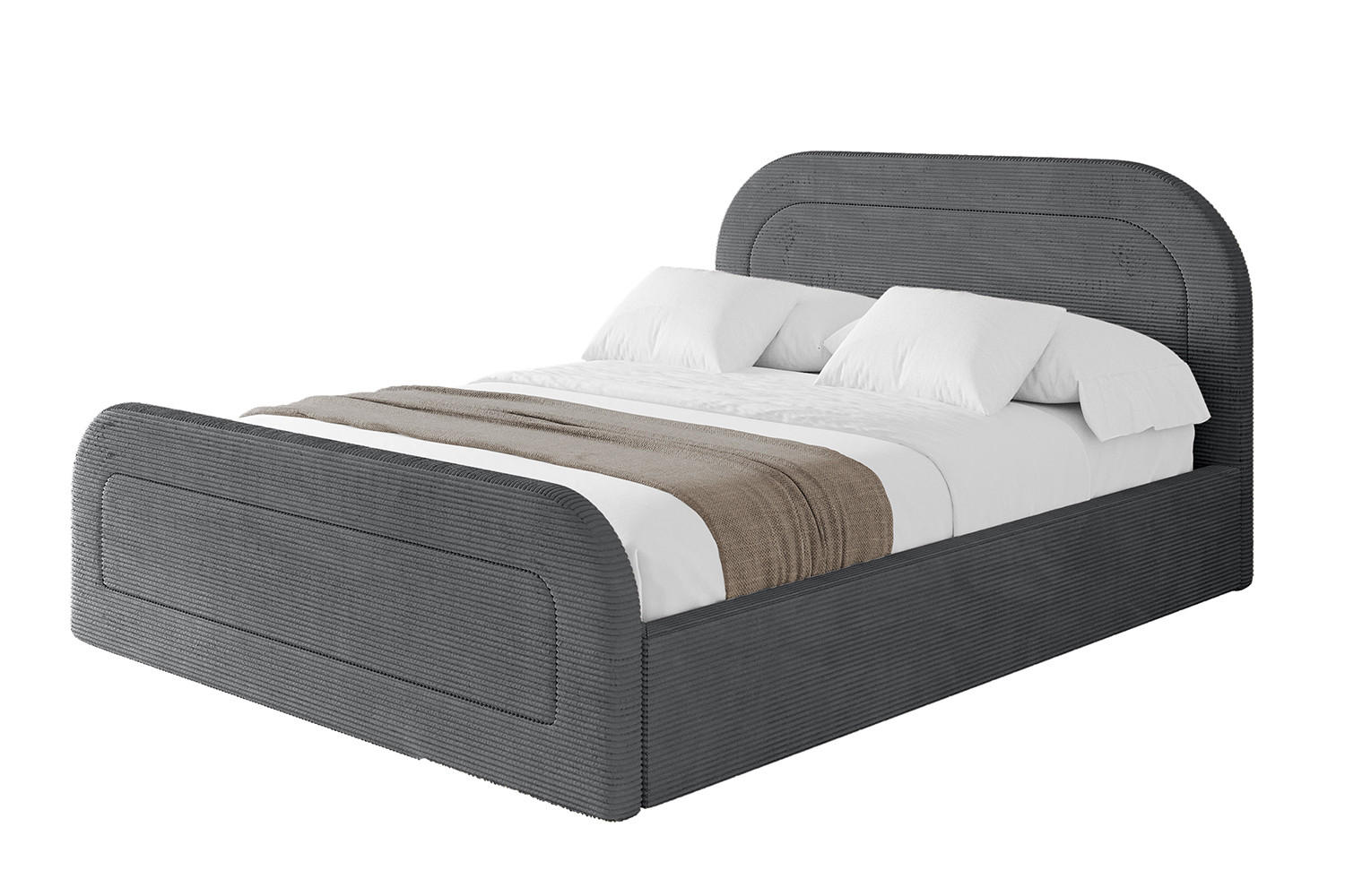 POLSTERBETT mit Bettkasten, Fußteil und Lattenrost, Boxbett mit Matratze H3/H4 - LERAY-Z 120x200 Dunkelgrau - Anthrazit, Holzwerkstoff/Textil (120/200cm) - ALTDECOR
