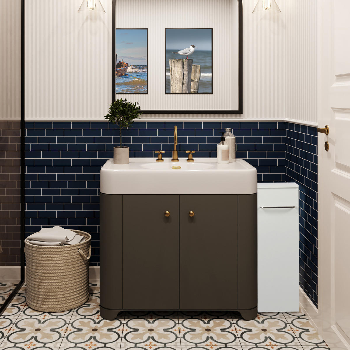 VOZÍK do výklenku - biela, kov/kompozitné drevo (20/67/43cm) - Relaxdays