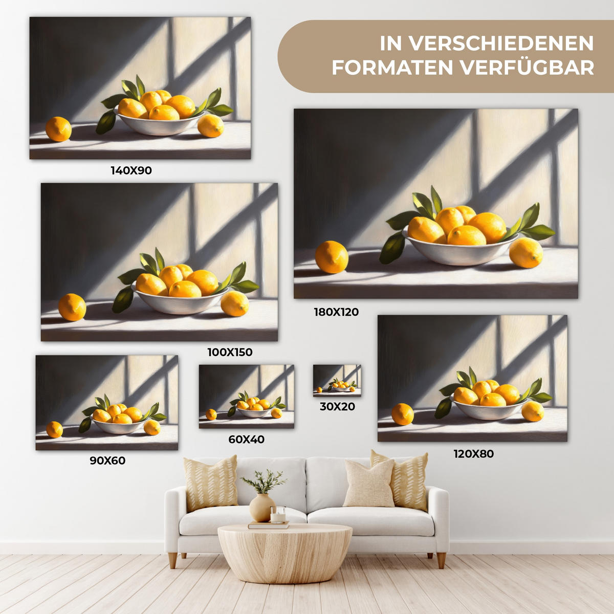 LEINWANDBILD Zitronen - Stilleben - Gelb XXL 150x100 cm - Gelb, Textil (150/100cm) - MuchoWow