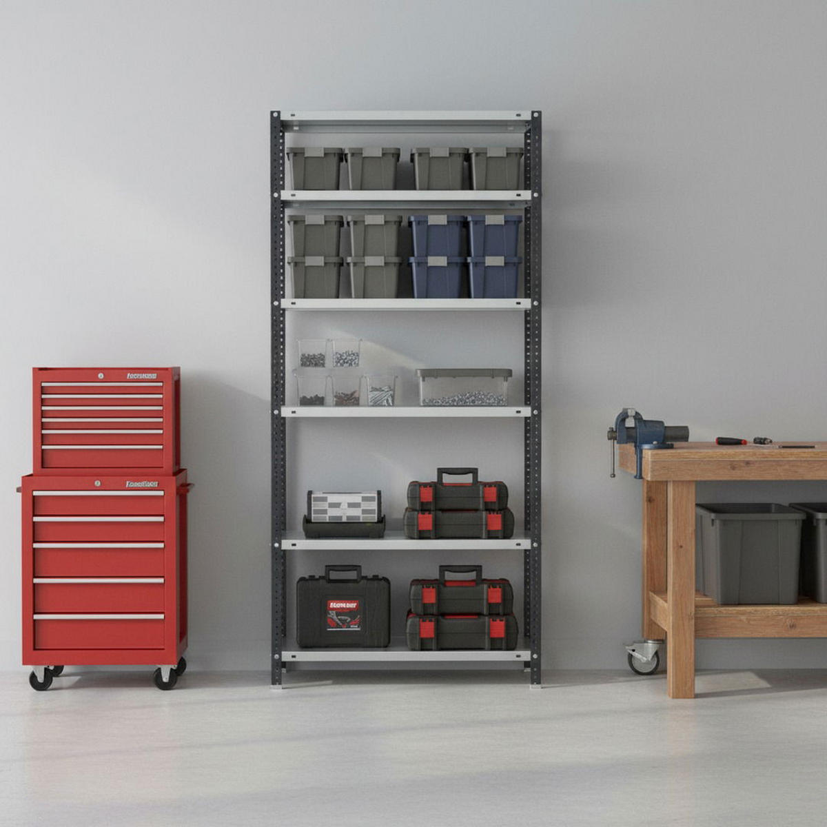 SCHRAUBREGAL PANDA TALL | HxBxT 200x110x50cm | 6 Fachböden | Fachlast 90kg | Anthrazit-Weiß - Anthrazit, Metall (110/200/50cm) - PROREGAL