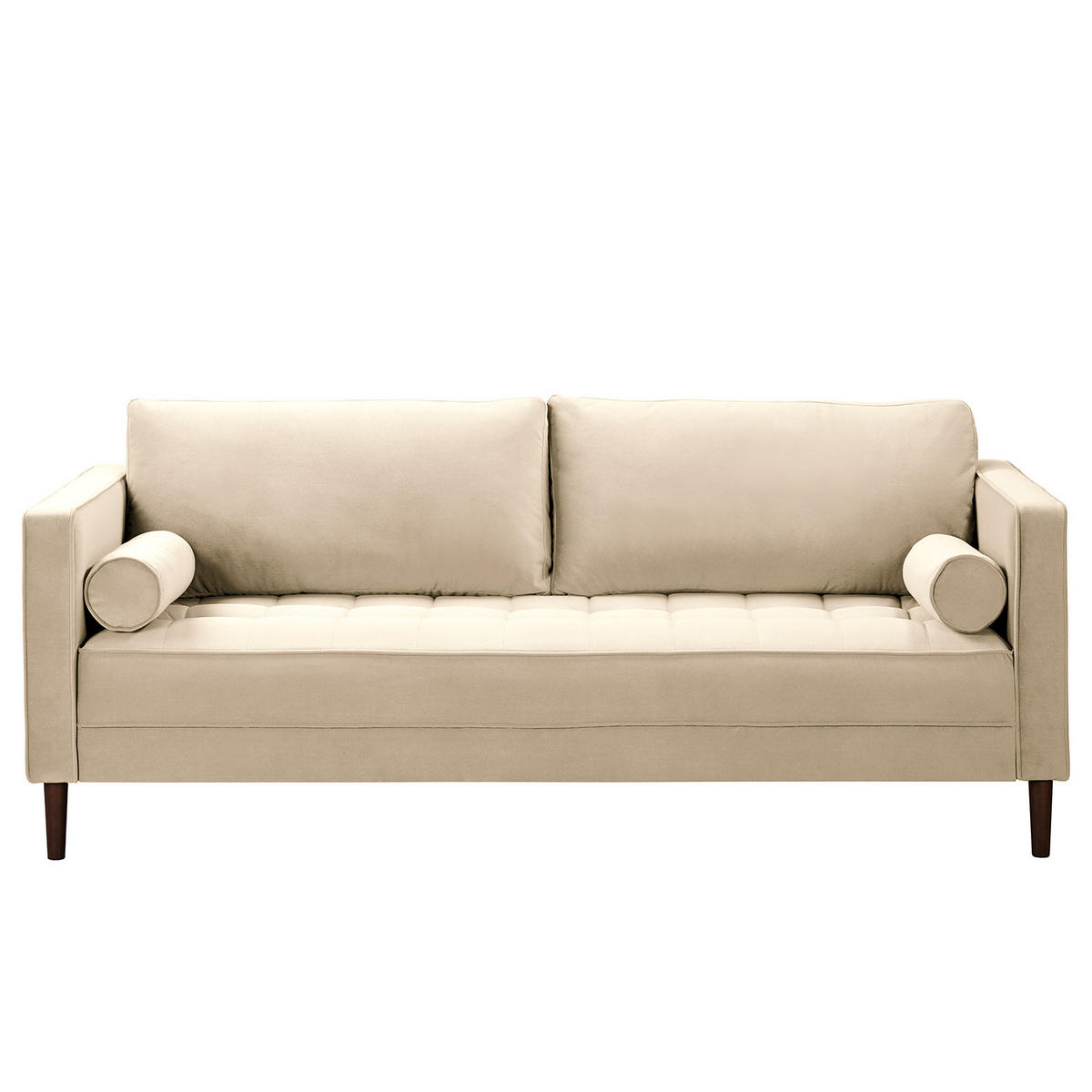 3-SITZER SOFA - Samt - Creme, Textil (191/80/86cm) - home24