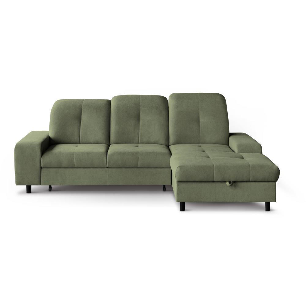 ECKSCHLAFSOFA Leon L Grün - Schwarz/Grün, Kunststoff/Textil (255/120cm) - Beautysofa