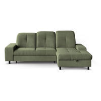 ECKSCHLAFSOFA Leon L Grün - Schwarz/Grün, Kunststoff/Textil (255/120cm) - Beautysofa
