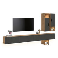 WOHNWAND INKL BELEUCHTUNG The One Basalt grau 300/34/178 cm - Braun, Holzwerkstoff (300/178/34cm) - Xonox