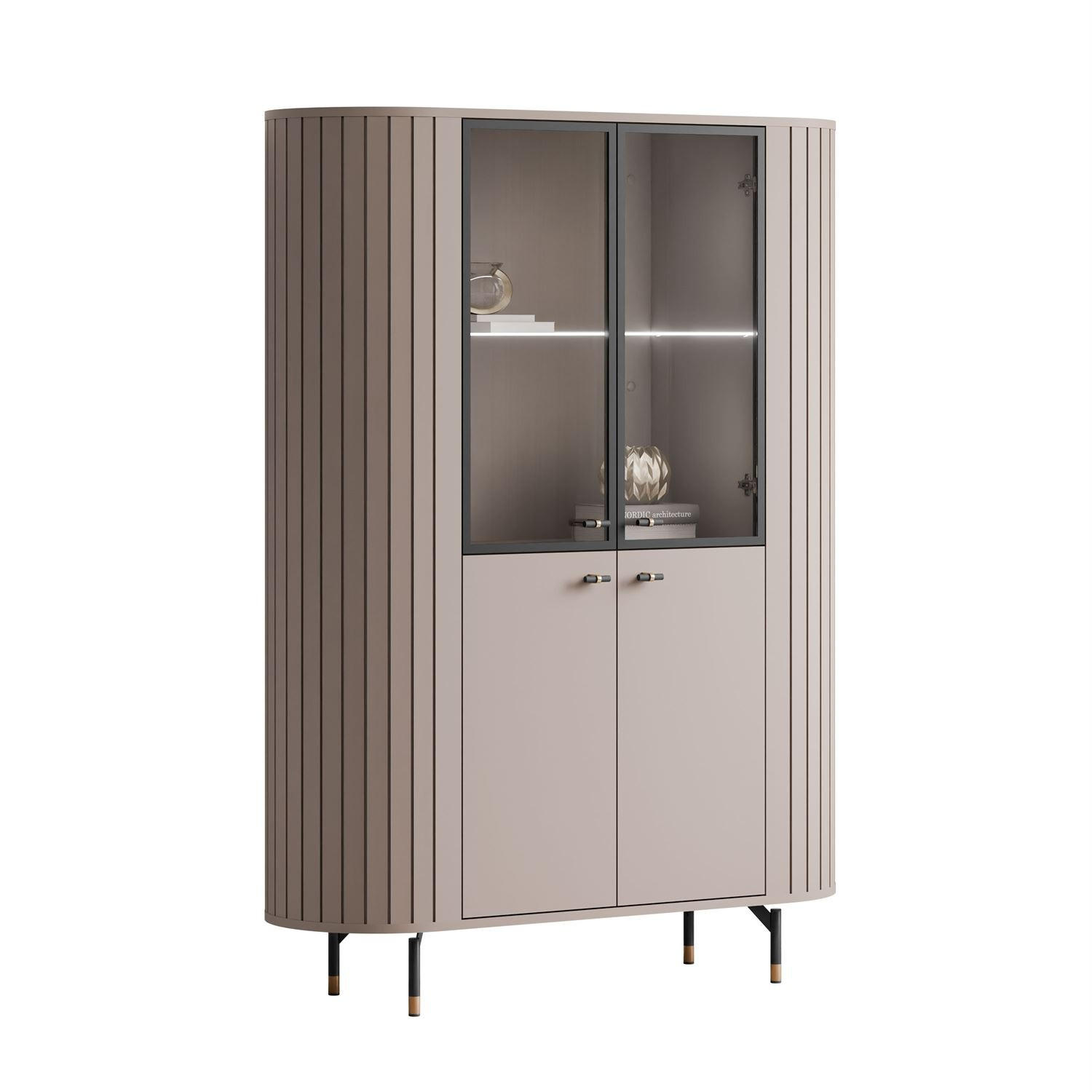 VITRINE ELODIE mit LED-Beleuchtung Kaschmir - Kaschmir, Holzwerkstoff (112/155/40cm) - Lookway