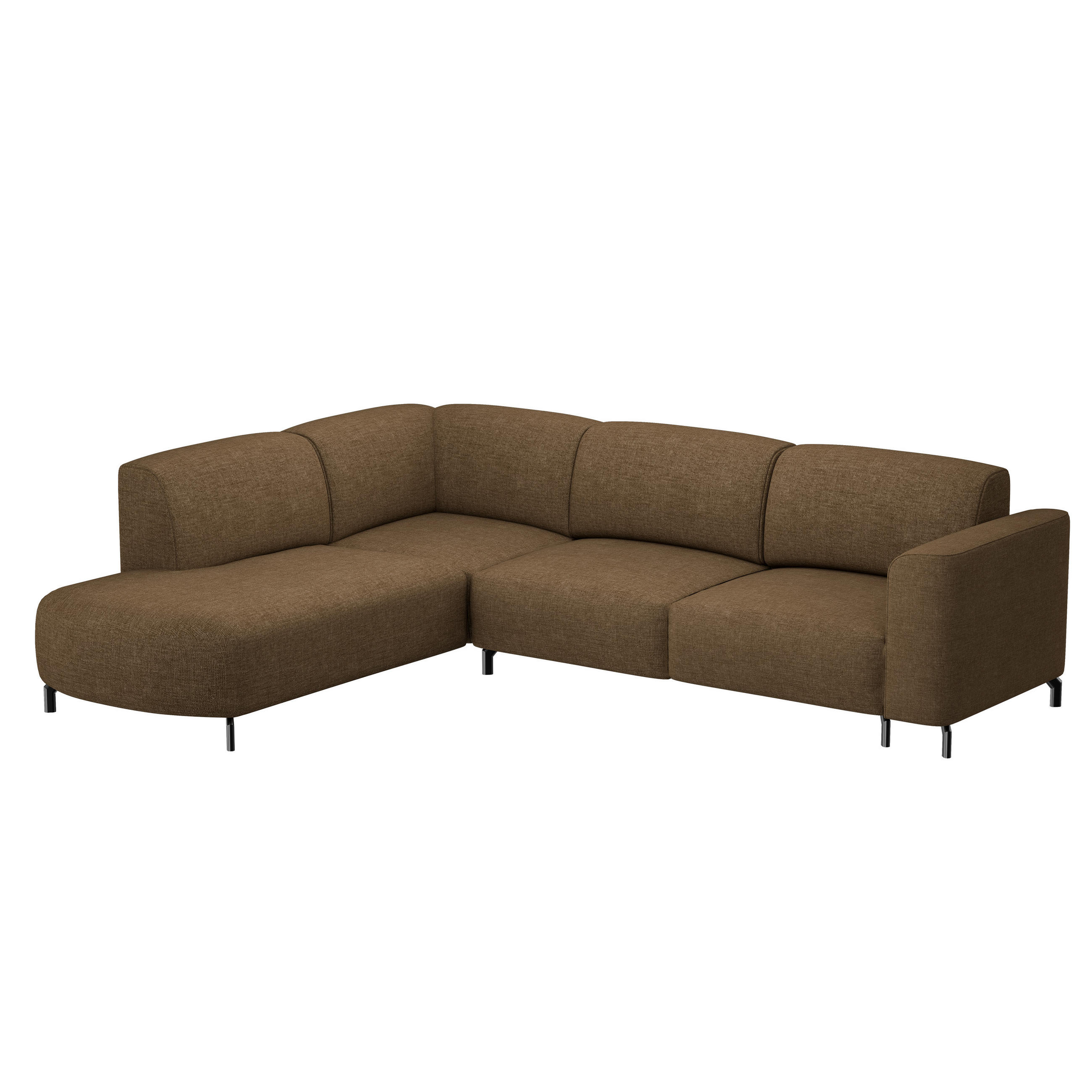 ECKSOFA TORIN Chenille-Stoff in Braun - Braun, Holzwerkstoff/Kunststoff (277/218cm) - Idohome